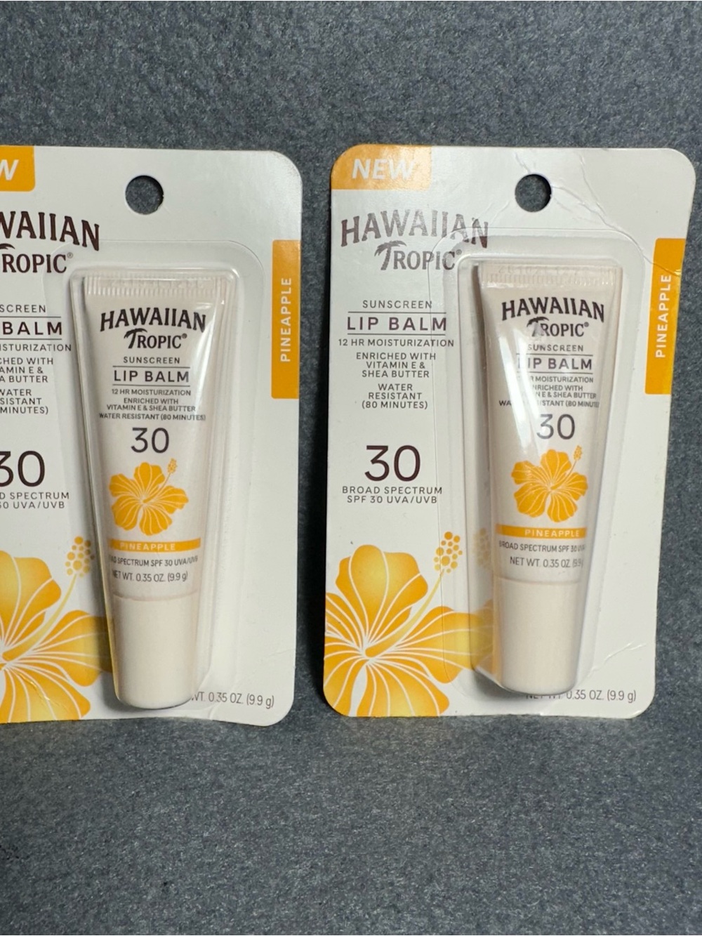 🆕 Hawaiian Tropic Pineapple SPF 30 Lip Balm - Hydrating Sun Protection (Yellow)
